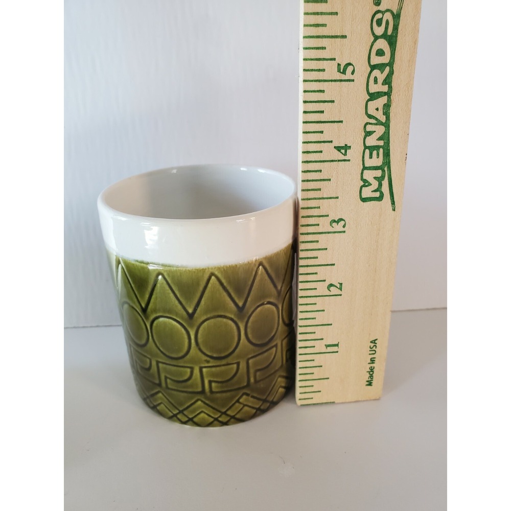 ☕TWO 60's Geometric Artistic Green White Coffee‎ Mug Cup Portugal - Picture 7 of 7